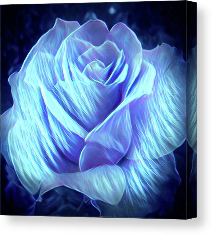 Digital Photograph With Digital Enhancements Visit My Mix Media Flowers And Plants Gallery. Canvas Print featuring the digital art Weeping Blue Rose by Gayle Price Thomas