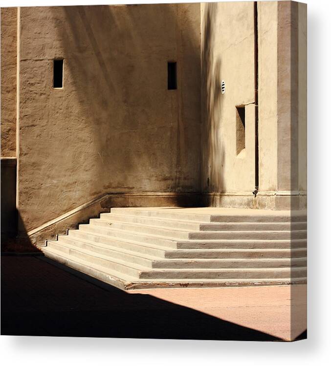 Stairs Canvas Print featuring the photograph Where Stairs Meet Shadow by Kreddible Trout