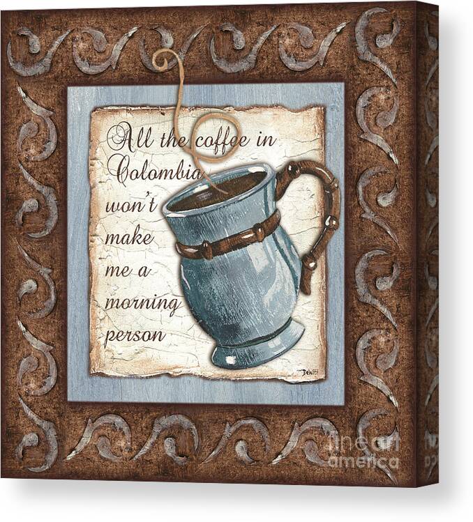 Coffee Canvas Print featuring the painting Whimsical Coffee 1 by Debbie DeWitt