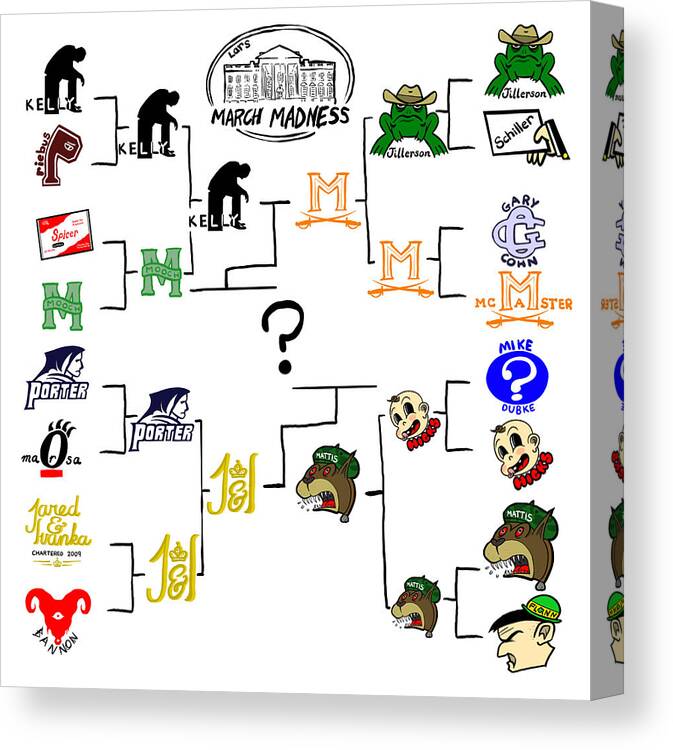 March Madness In The White House Canvas Print featuring the drawing White House March Madness by Lars Kenseth