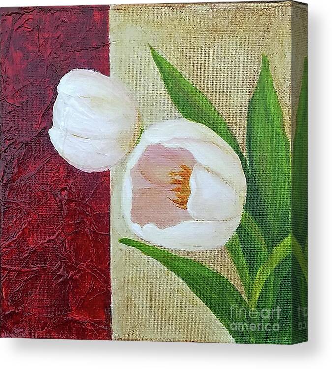 Flowers Canvas Print featuring the painting White Tulips by Phyllis Howard