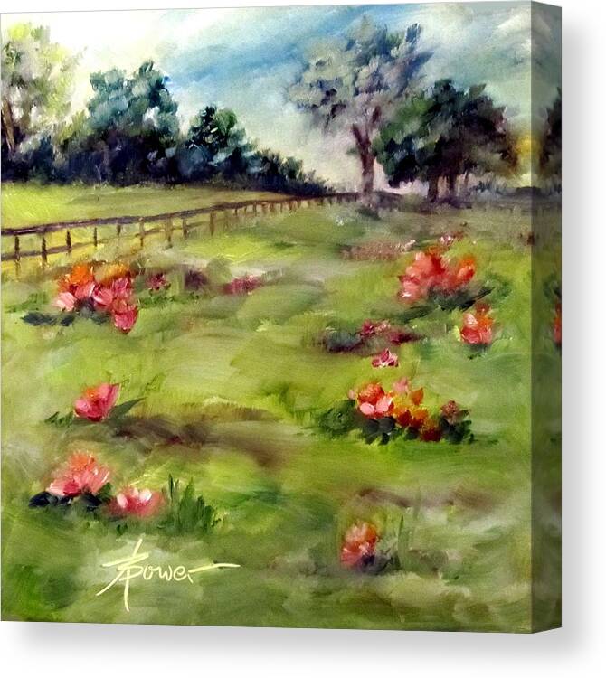 Wild Flowers Canvas Print featuring the painting Texas Wild Flower Road Trip by Adele Bower