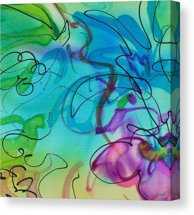 Abstract Floral Canvas Print featuring the painting Wild Flowers by Barbara Pease