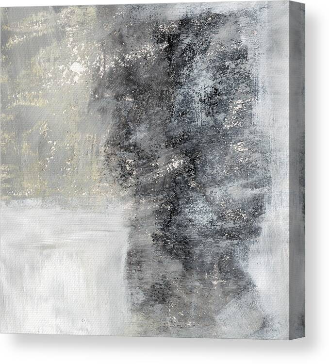 Grey Abstract Art Canvas Print featuring the painting Wind In My Sails- Abstract Art by Linda Woods