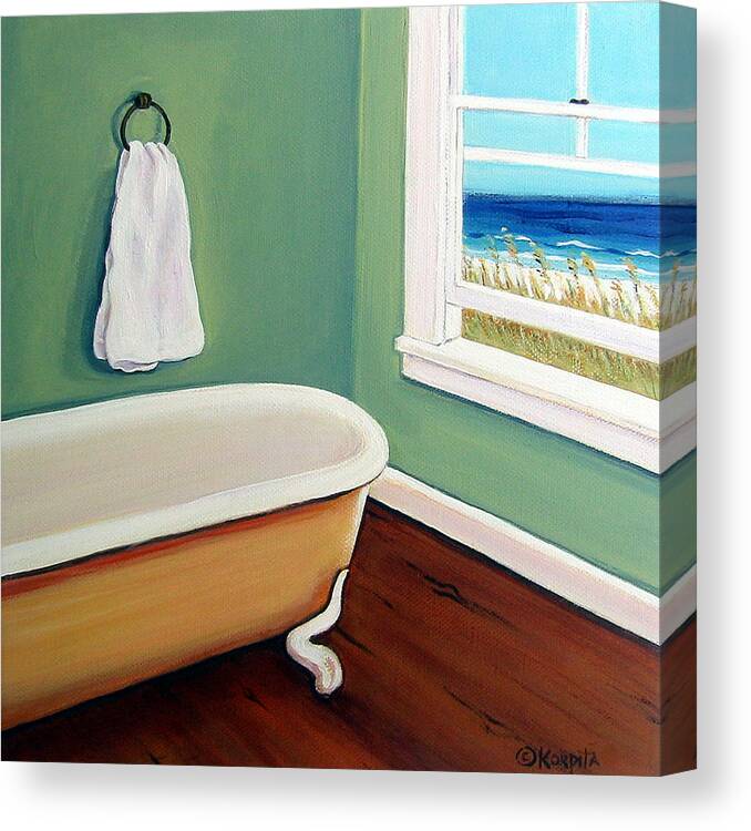 Beach Canvas Print featuring the painting Window to the Sea No. 4 by Rebecca Korpita