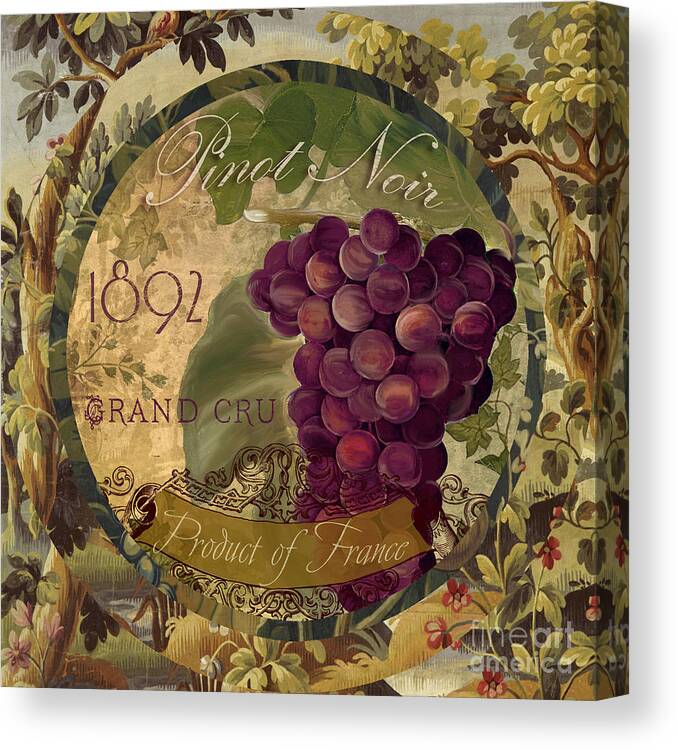 Wines Canvas Print featuring the painting Wines of France Pinot Noir by Mindy Sommers