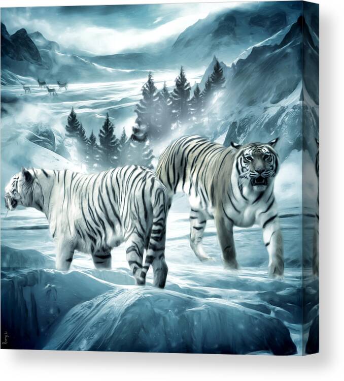 Tiger Canvas Print featuring the photograph Winter Deuces by Lourry Legarde