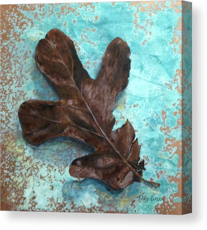 Leaf Canvas Print featuring the painting Winter Leaf by Teresa Fry