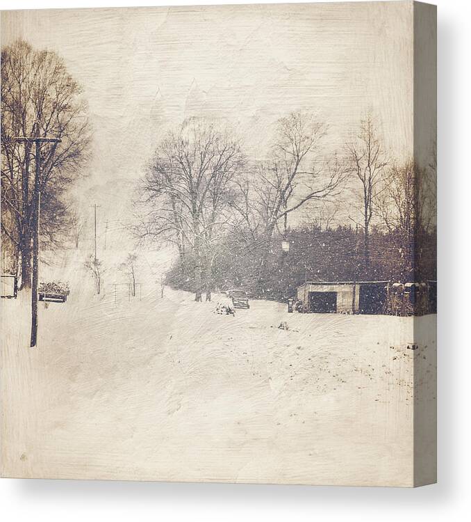 Photography Canvas Print featuring the photograph Winter Snow Storm At The Farm by Melissa D Johnston