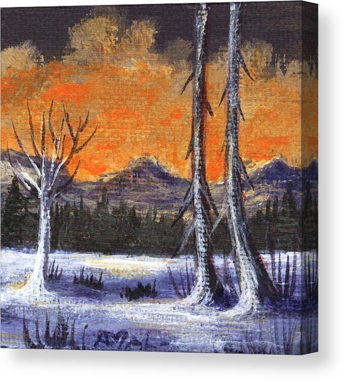 Winter Canvas Print featuring the painting Winter Solitude #3 by Anastasiya Malakhova
