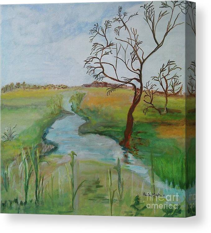 River Nene Canvas Print featuring the painting Winters End by Paula Maybery