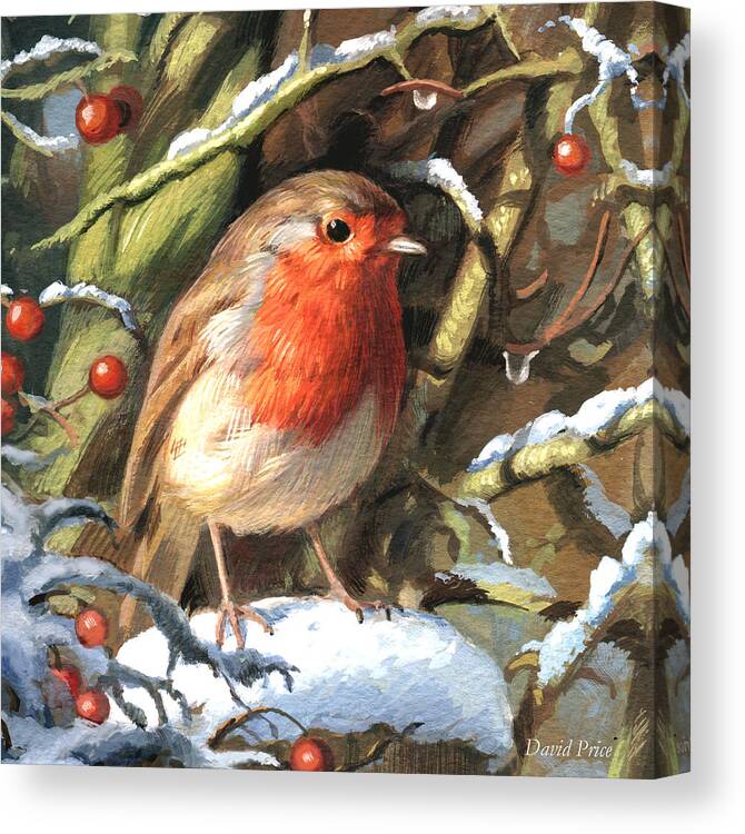 Christmas Canvas Print featuring the painting Winters Friend by David Price