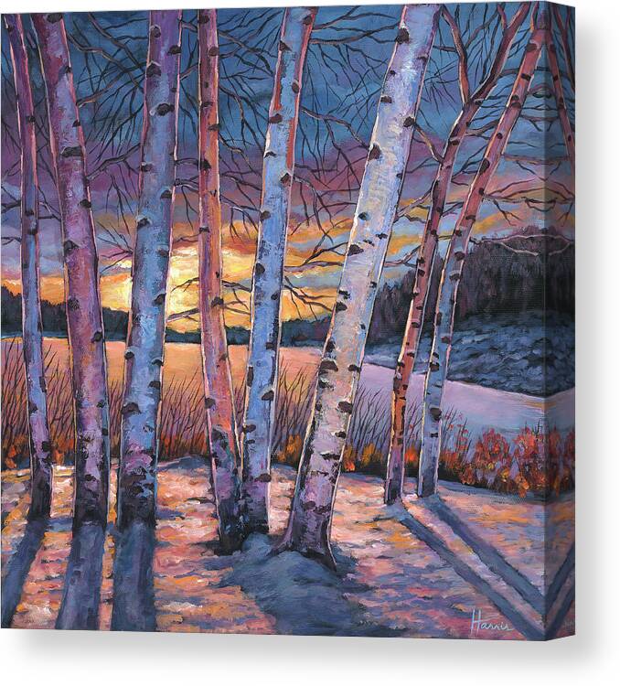 Winter Aspen Canvas Print featuring the painting Wish You Were Here by Johnathan Harris