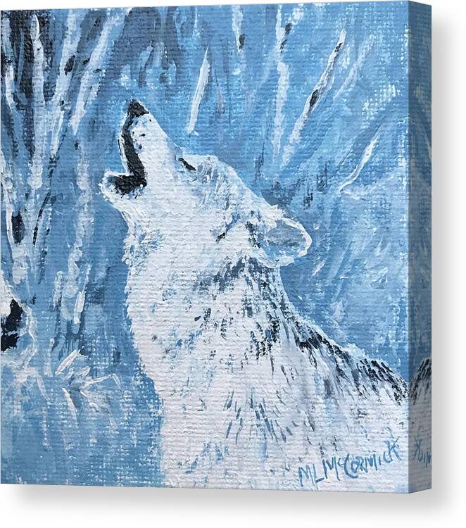 Wolf Canvas Print featuring the painting Wolf of the Tetons by ML McCormick