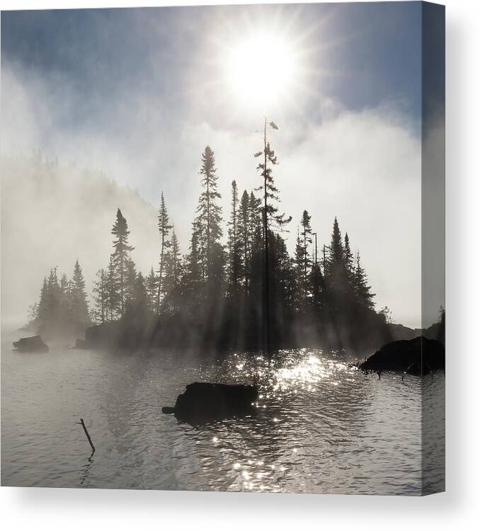 Autumn Canvas Print featuring the photograph Wolf River, an early autumn morning by Jakub Sisak