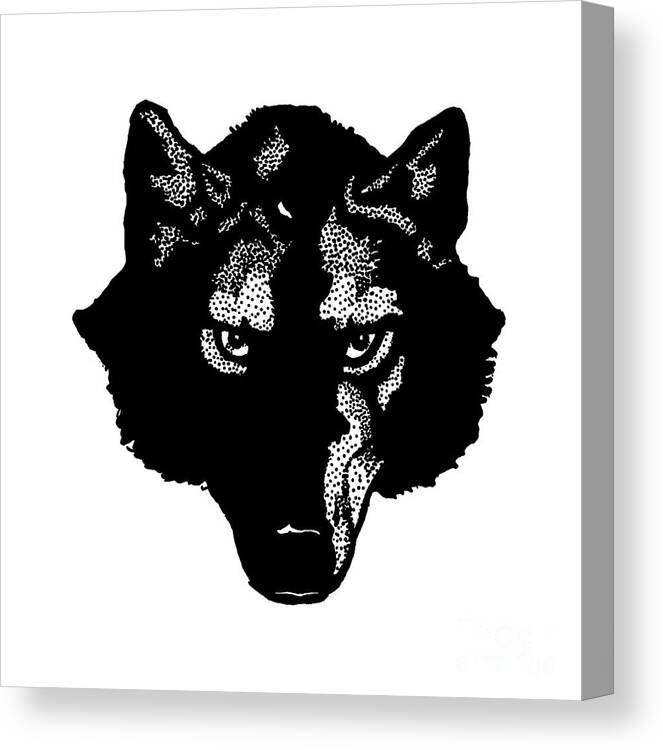 Wolf; Symbol; Graphic; Drawing; Team; Sport; Shirt; T-shirt; Animal; Wolves; Dog; Canine; Fielding; Edward; Vintage; Old; Bookmark; Jack London; Design; Illustration; Drawing; Classic Canvas Print featuring the digital art Wolf Tee by Edward Fielding