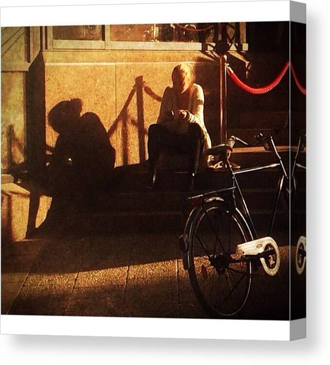 Igsweden Canvas Print featuring the photograph Woman In The Evening Sun, Stockholm by Neodrax M W