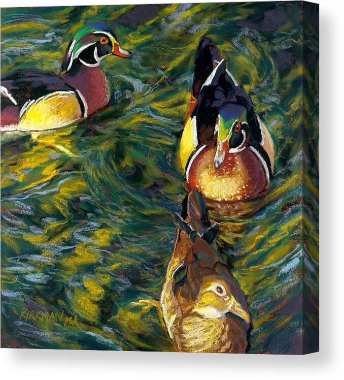 Rita Kirkman Canvas Print featuring the pastel Wood Ducks by Rita Kirkman