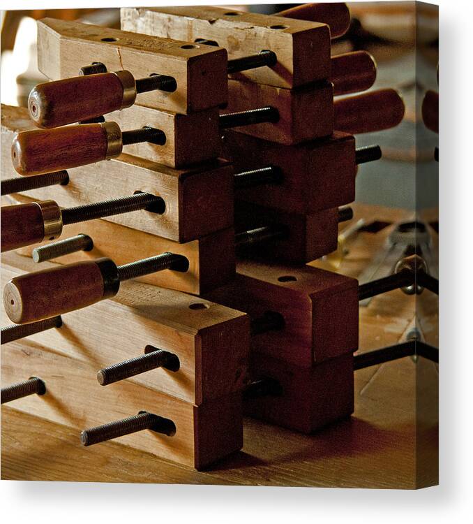 Tools Canvas Print featuring the photograph Wooden Clamps by Wilma Birdwell