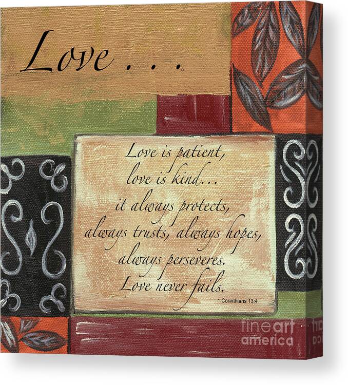 Love Canvas Print featuring the painting Words To Live By Love by Debbie DeWitt