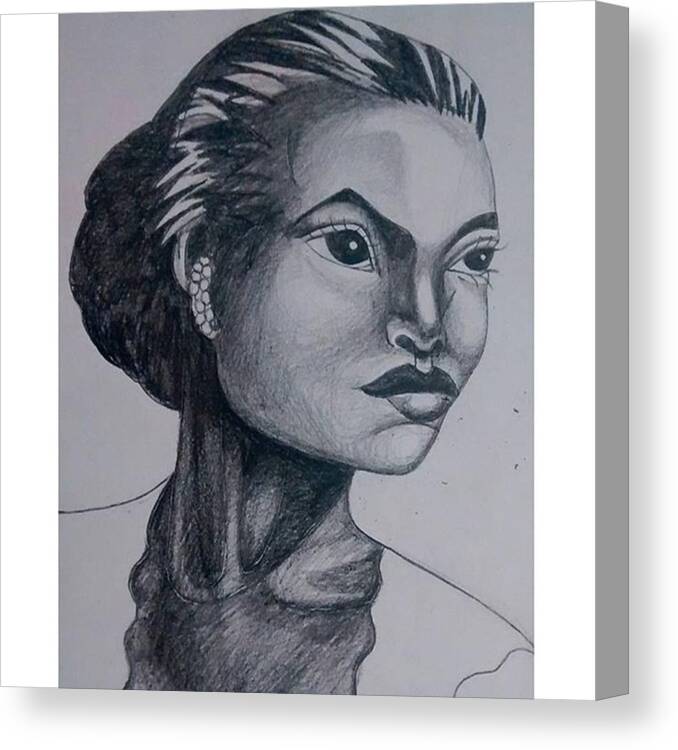Graphitedrawing Canvas Print featuring the photograph Working In More Detail On My Eartha by Genevieve Esson