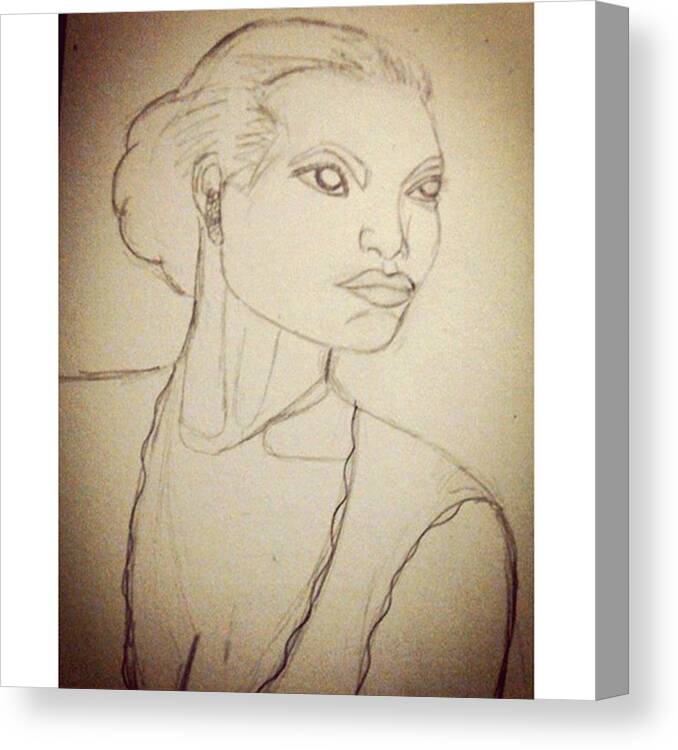 Artisticcommunity Canvas Print featuring the photograph Working On An Eartha Kitt Sketch For My by Genevieve Esson