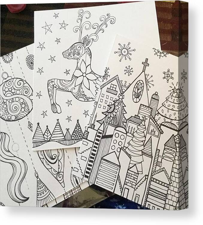 Coloringbook Canvas Print featuring the photograph Working On My 2016 #christmas by Robin Mead