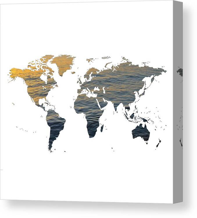 World Map Canvas Print featuring the photograph World Map - Ocean Texture by Marianna Mills