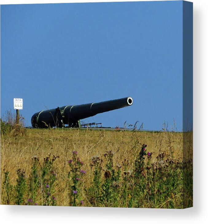 Canon Canvas Print featuring the photograph WWII Canon at Fort Casey - Washington by Marie Jamieson