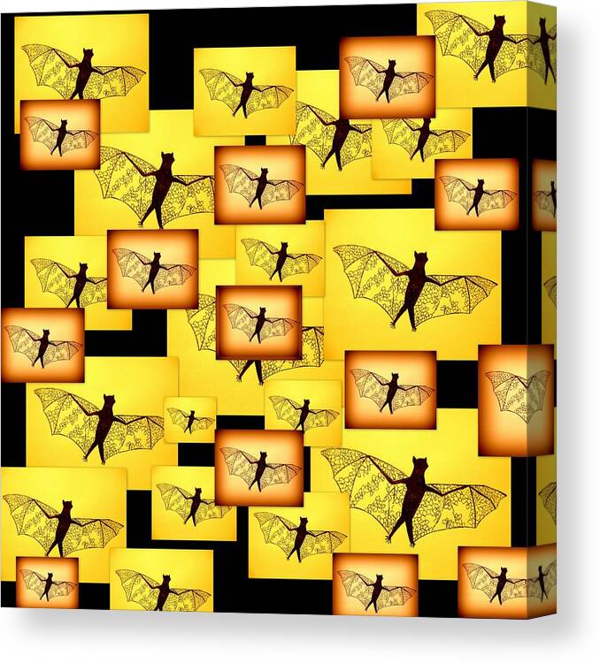 Drawings For Canvas Print featuring the digital art Yellow Bats by Cathy Jacobs