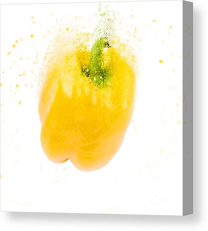 Exploding Canvas Print featuring the photograph Yellow Bell pepper by Humorous Quotes