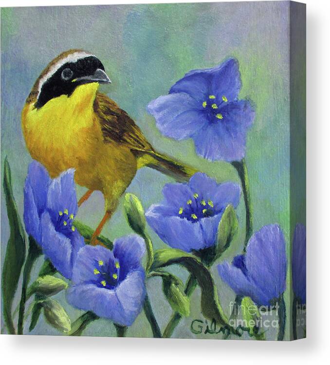 Wildlife Canvas Print featuring the painting Yellow Bird by Roseann Gilmore