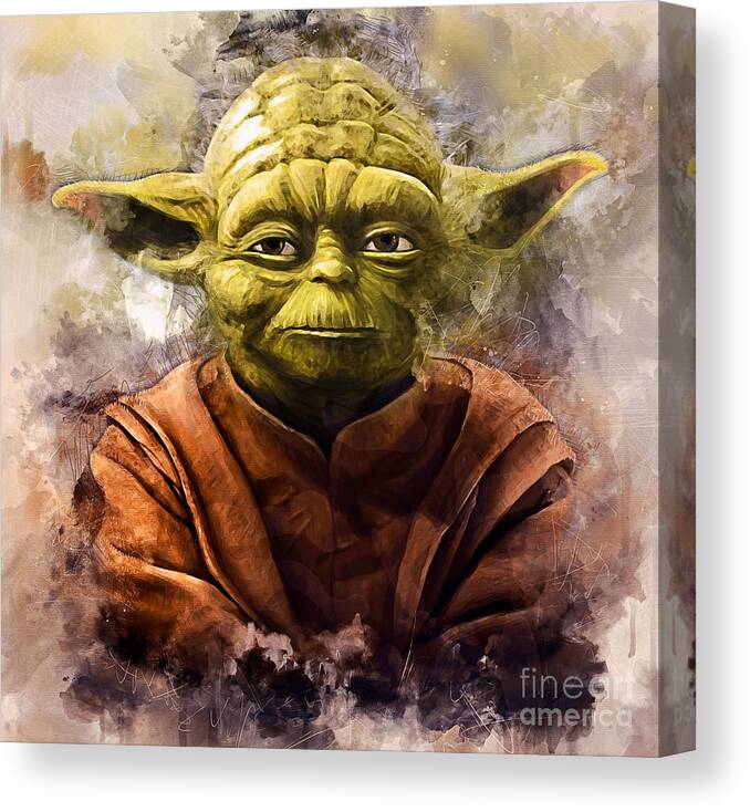 Yoda Canvas Print featuring the painting Yoda Art by Ian Mitchell