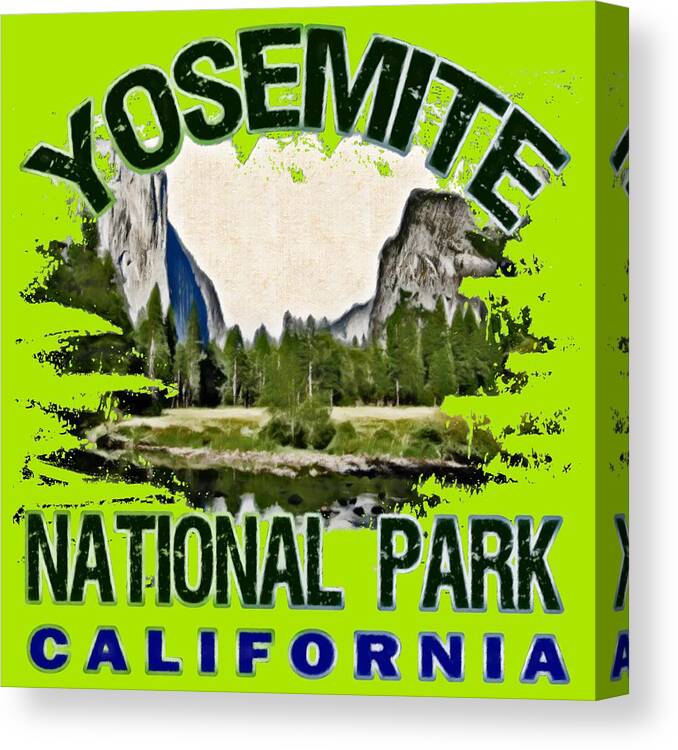 Yosemite National Park Canvas Print featuring the digital art Yosemite National Park by David G Paul