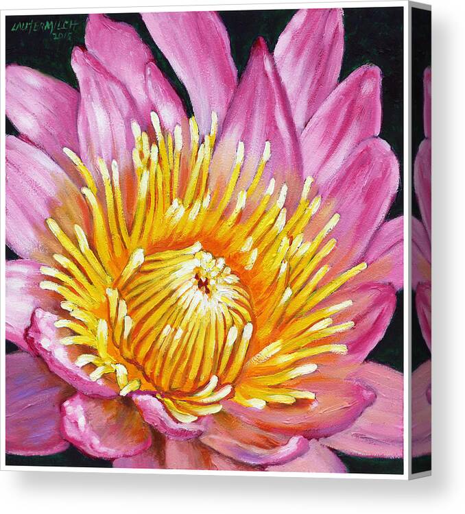 Water Lily Canvas Print featuring the painting You Are My Sunshine by John Lautermilch