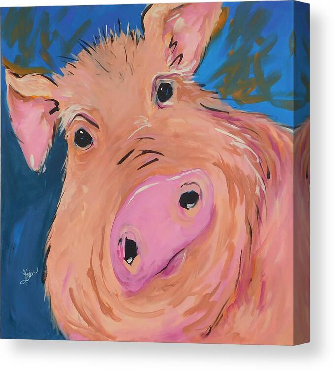 Pig Canvas Print featuring the painting You're Such a Ham by Terri Einer