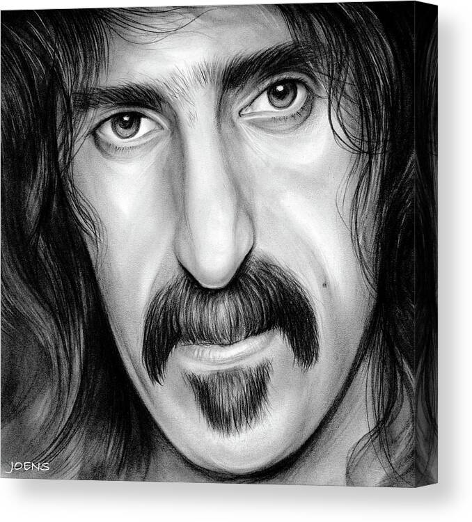 Frank Zappa Canvas Print featuring the drawing Zappa by Greg Joens