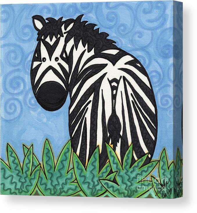 Jungle Animals Canvas Print featuring the painting Zebra by Vicki Baun Barry