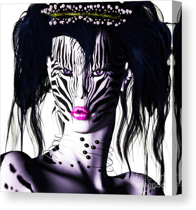 Portrait Canvas Print featuring the mixed media Zeeebra by Alicia Hollinger