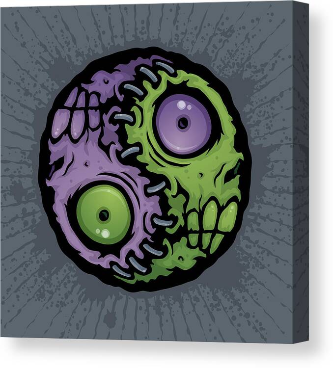 Zombie Canvas Print featuring the digital art Zombie Yin-Yang by John Schwegel