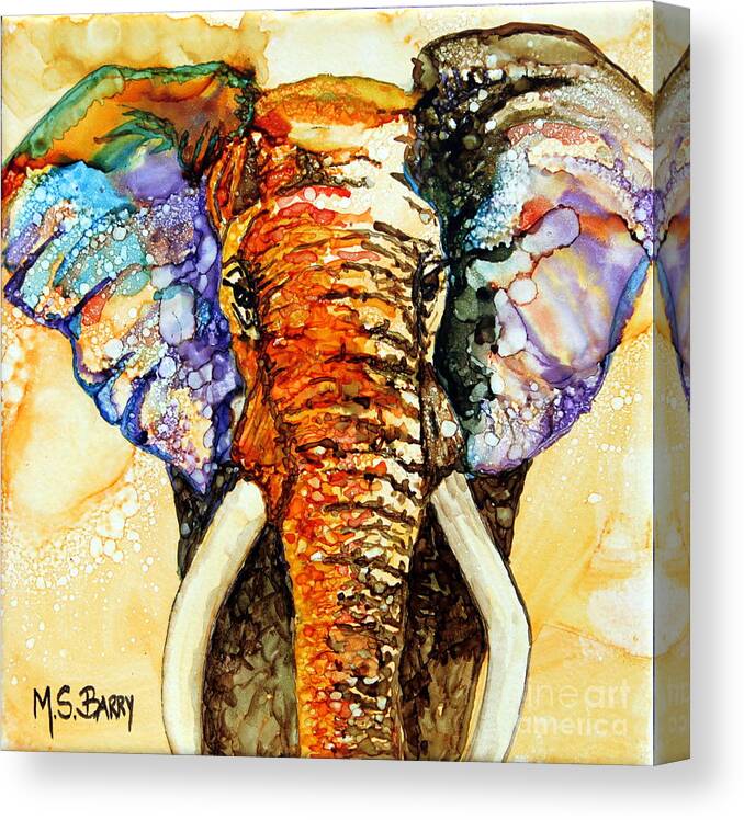 Elephant Canvas Print featuring the painting Zulu by Maria Barry