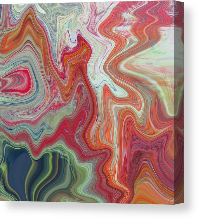 Abstract Canvas Print featuring the painting Abstract Art - Colorful Fluid Painting Marble Pattern Colorful #1 by Patricia Piotrak