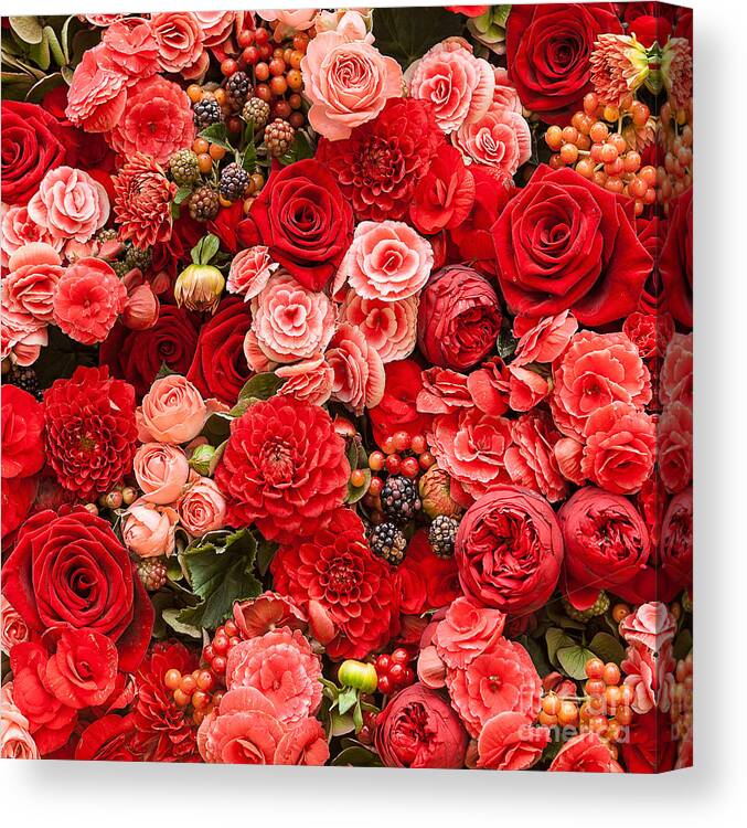 Stilllife Canvas Print featuring the photograph Abstract Background Of Flowers by Gilmanshin