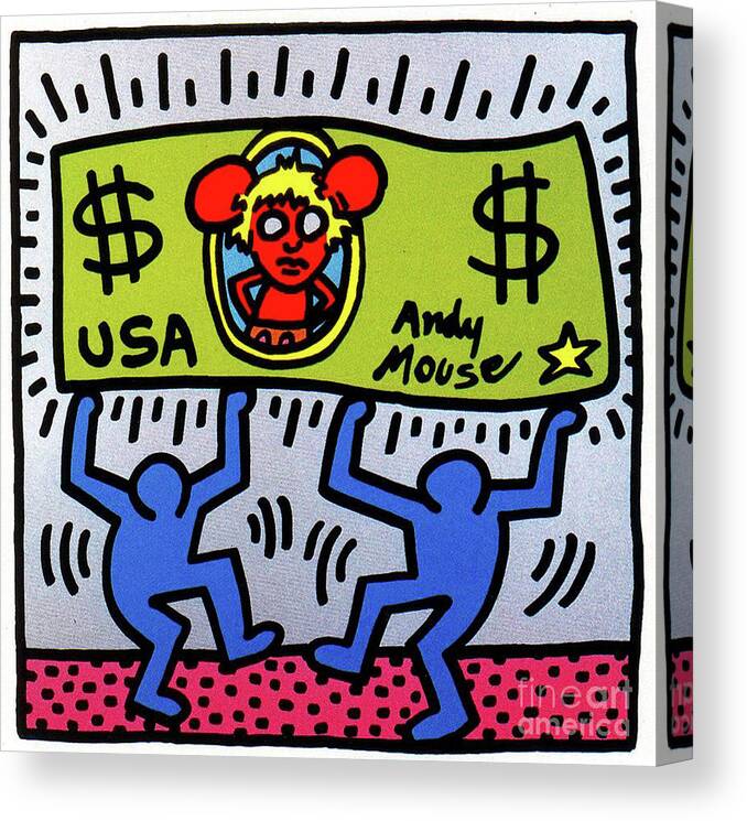 Haring Canvas Print featuring the painting Andy Mouse 1986 #1 by Haring