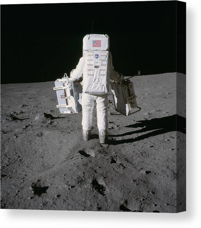 1969 Canvas Print featuring the photograph Apollo 11, Buzz Aldrin Deploys #1 by Science Source