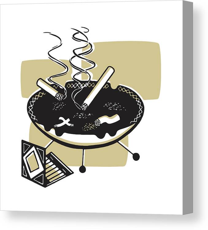 Addiction Canvas Print featuring the drawing Ashtray #1 by CSA Images