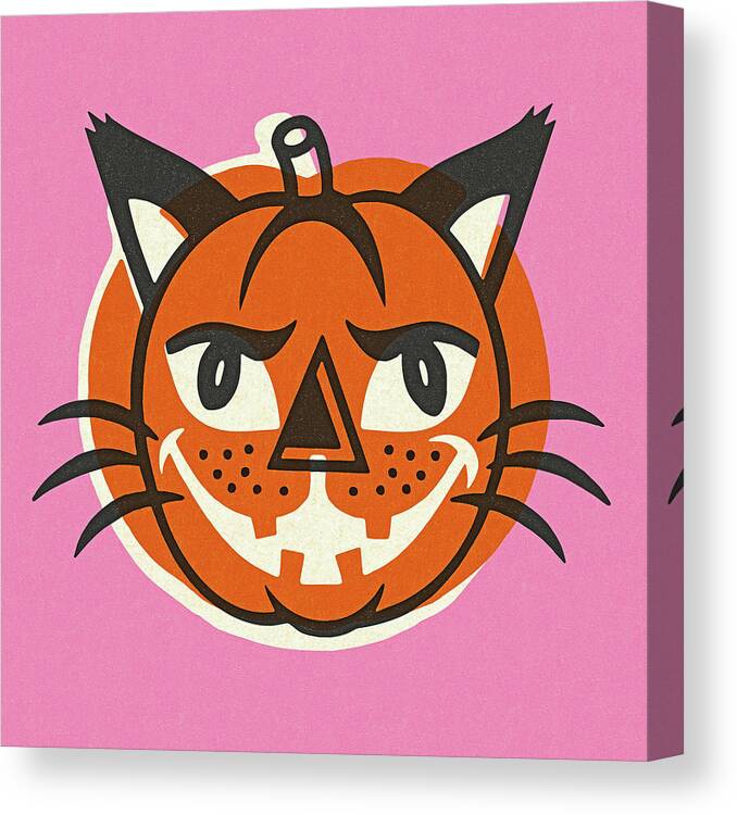 Animal Canvas Print featuring the drawing Cat Jack O Lantern #1 by CSA Images