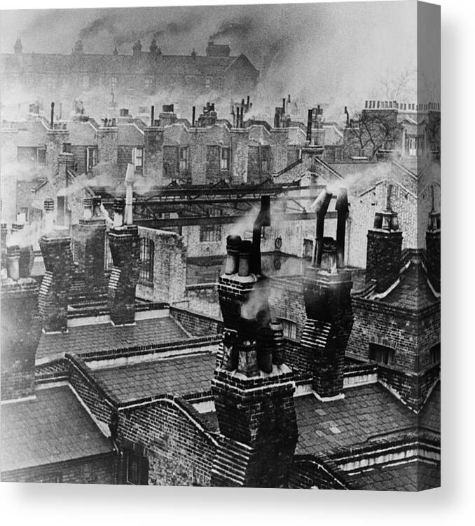 1950-1959 Canvas Print featuring the photograph Chimney Smoke #1 by Fred Morley