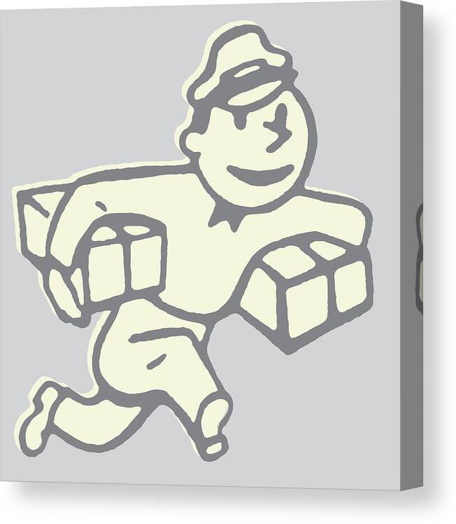 Activity Canvas Print featuring the drawing Delivery Man with Package Under Each Arm #1 by CSA Images