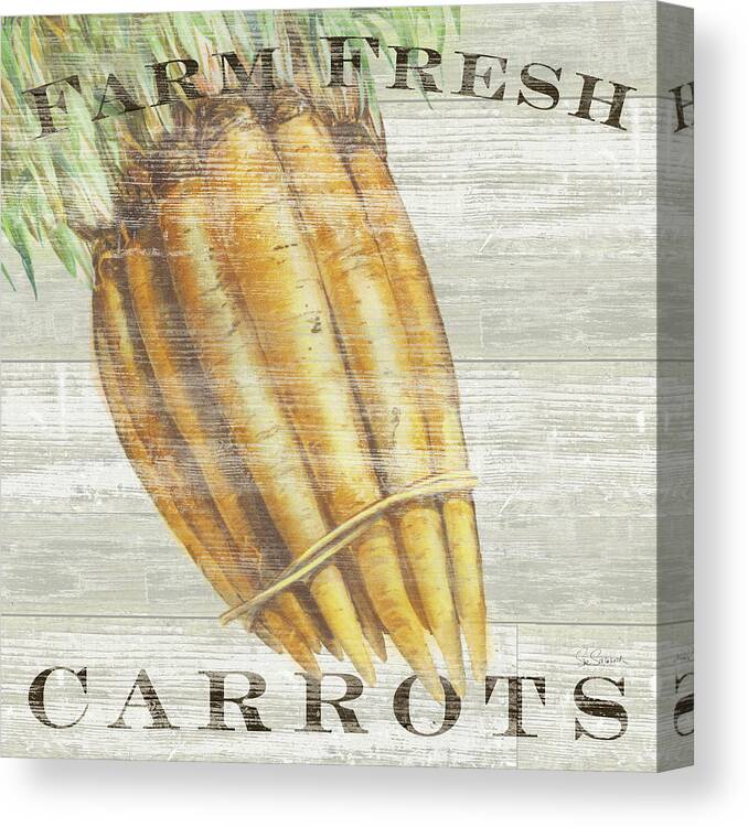 Advertisement Canvas Print featuring the painting Farm Fresh Carrots #1 by Sue Schlabach